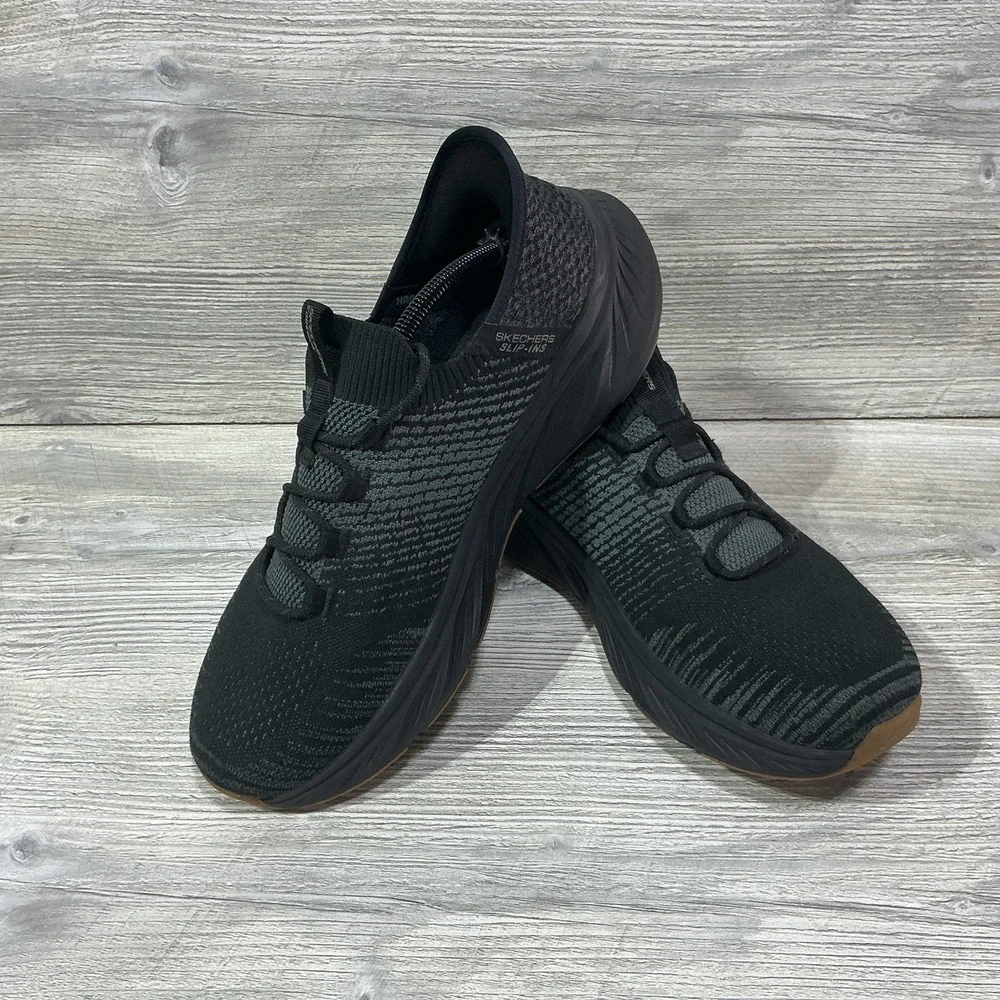 Skechers Slip-ins Edgeride Mens 10 Extra Wide Black Grey Sneakers 232932WW BBK